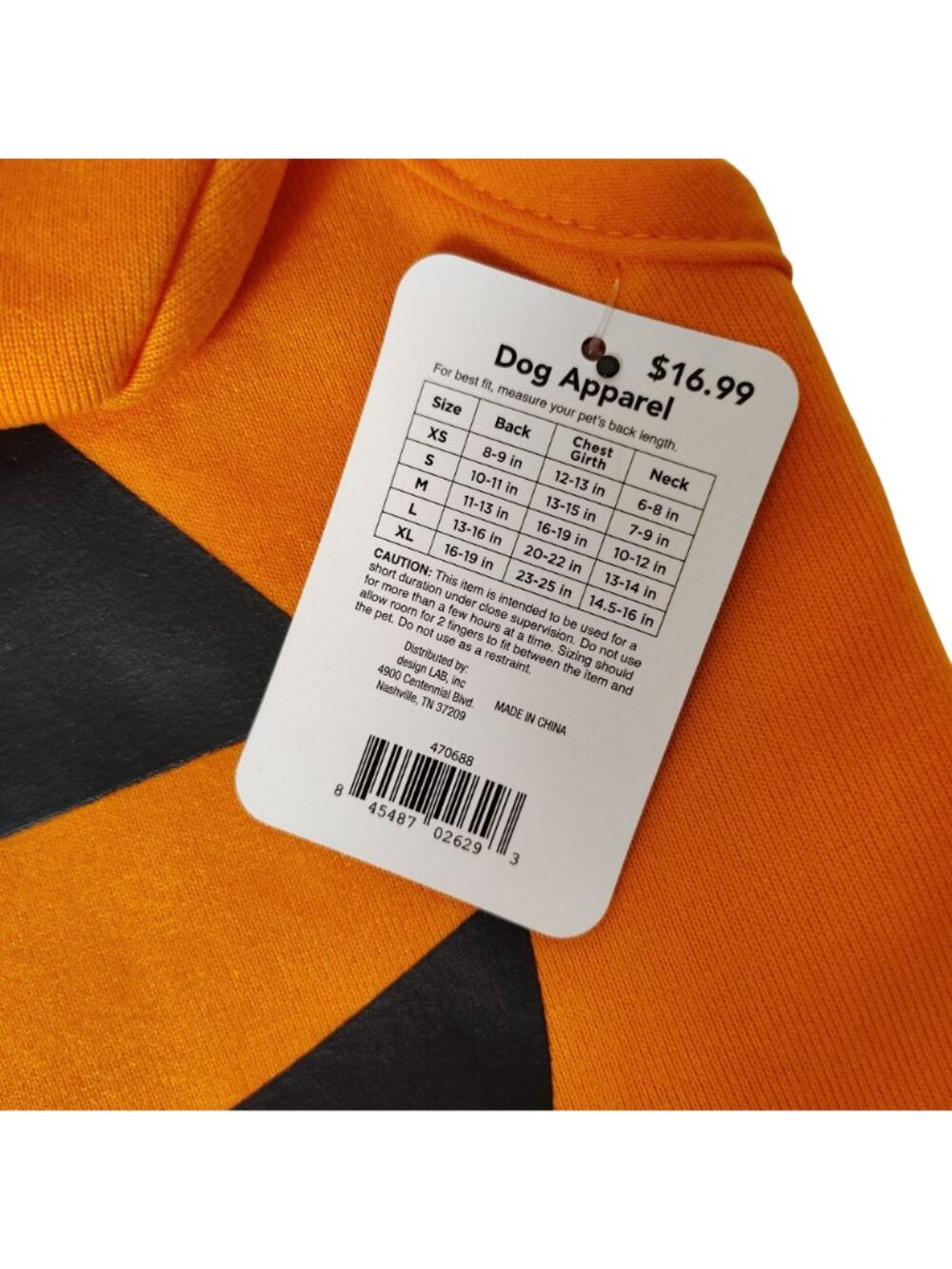Buttons and Bones Dog Size L Halloween Fleece Hoodie With Pumpkin Face Costume - Picture 4 of 5